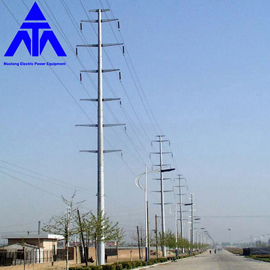 20m Steel Monopole Transmission ພະລັງງານໄຟຟ້າ Single Tube Tower